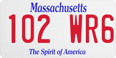 MA license plate 102WR6
