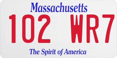 MA license plate 102WR7