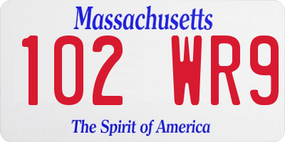 MA license plate 102WR9