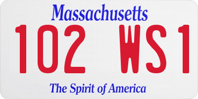 MA license plate 102WS1