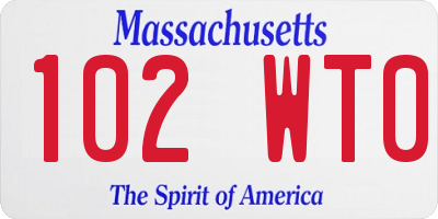 MA license plate 102WT0