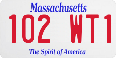 MA license plate 102WT1