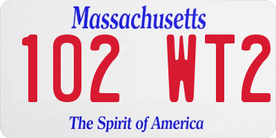 MA license plate 102WT2