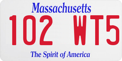 MA license plate 102WT5