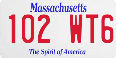 MA license plate 102WT6