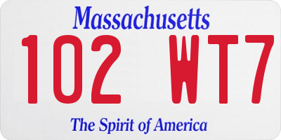 MA license plate 102WT7