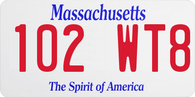 MA license plate 102WT8