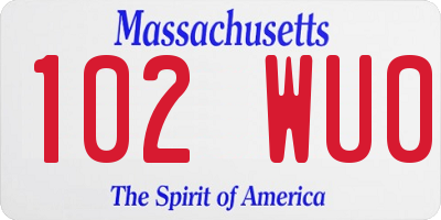 MA license plate 102WU0
