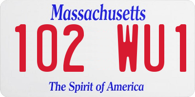 MA license plate 102WU1