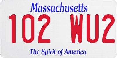 MA license plate 102WU2