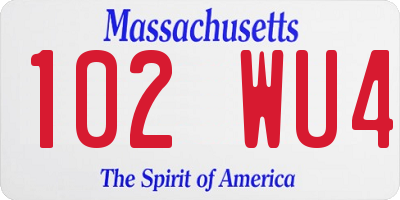 MA license plate 102WU4