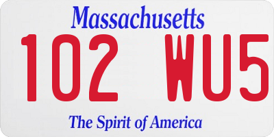 MA license plate 102WU5