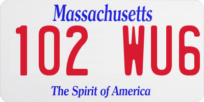 MA license plate 102WU6
