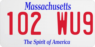 MA license plate 102WU9