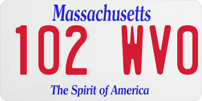 MA license plate 102WV0