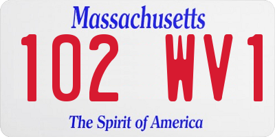 MA license plate 102WV1