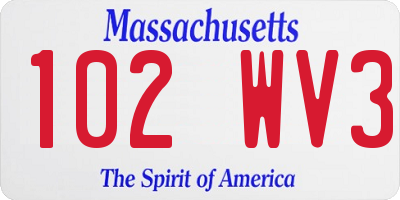 MA license plate 102WV3