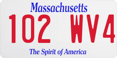 MA license plate 102WV4