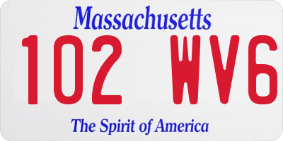 MA license plate 102WV6