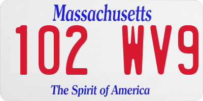 MA license plate 102WV9