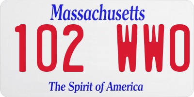 MA license plate 102WW0