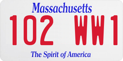 MA license plate 102WW1