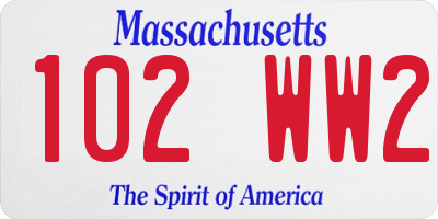 MA license plate 102WW2