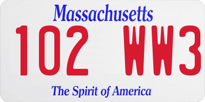 MA license plate 102WW3