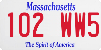 MA license plate 102WW5