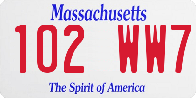 MA license plate 102WW7