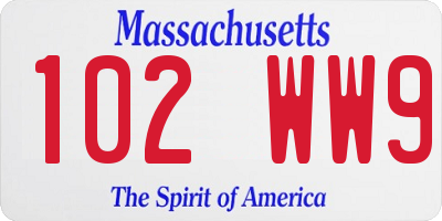 MA license plate 102WW9