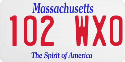 MA license plate 102WX0