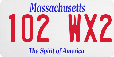 MA license plate 102WX2