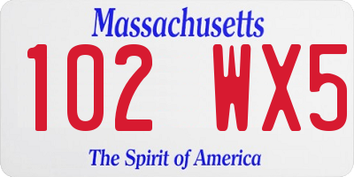 MA license plate 102WX5