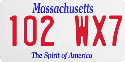 MA license plate 102WX7