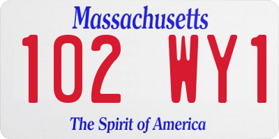 MA license plate 102WY1