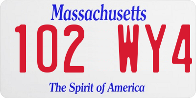 MA license plate 102WY4
