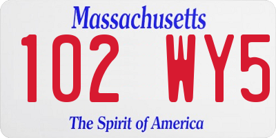 MA license plate 102WY5