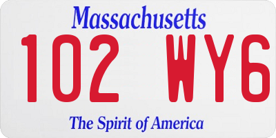 MA license plate 102WY6