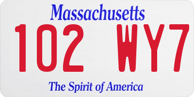 MA license plate 102WY7