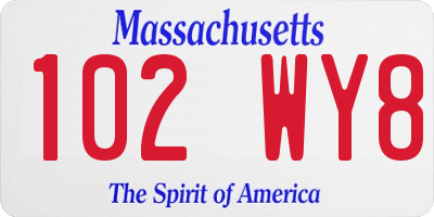 MA license plate 102WY8