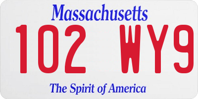 MA license plate 102WY9