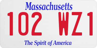 MA license plate 102WZ1
