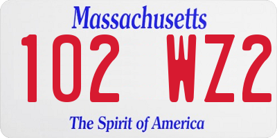 MA license plate 102WZ2