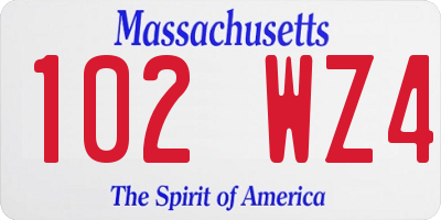 MA license plate 102WZ4