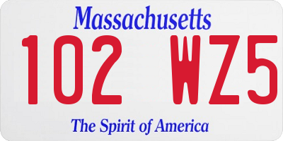 MA license plate 102WZ5