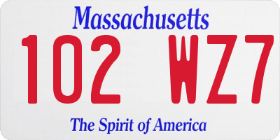 MA license plate 102WZ7