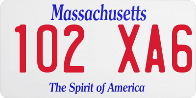 MA license plate 102XA6