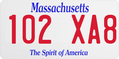 MA license plate 102XA8