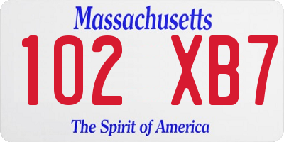 MA license plate 102XB7